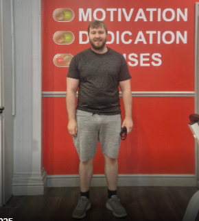 Tim before training with Alan